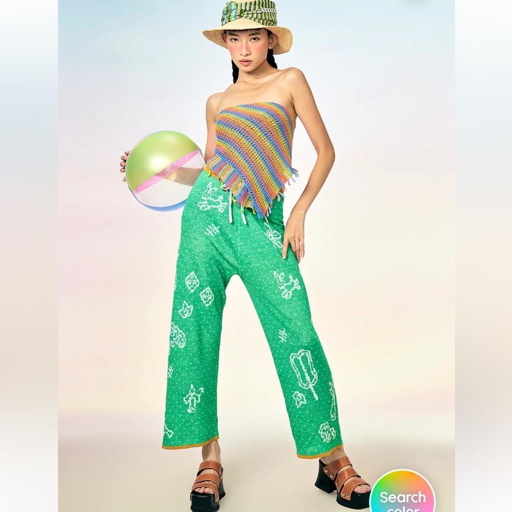 YANYAN NWT munzi girl linen easy pant -peppermint -large - Picture 6 of 11